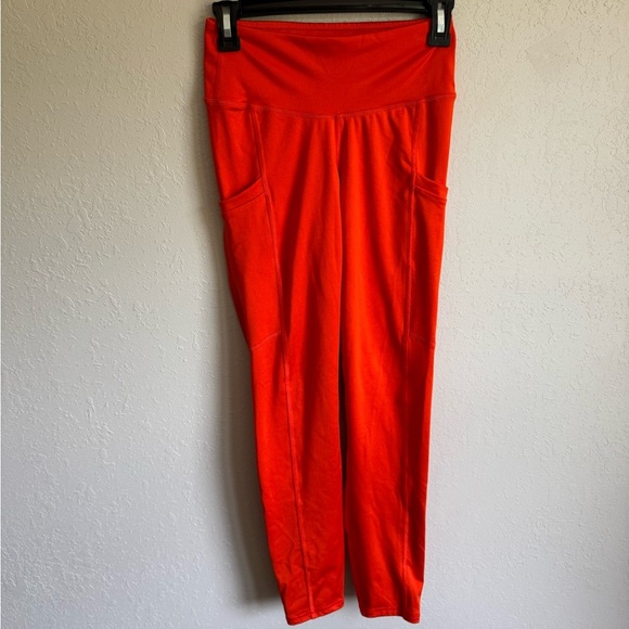 Fabletics Bright Orange On-The-Go Powerhold High Waisted Leggings Womens S - Picture 1 of 5